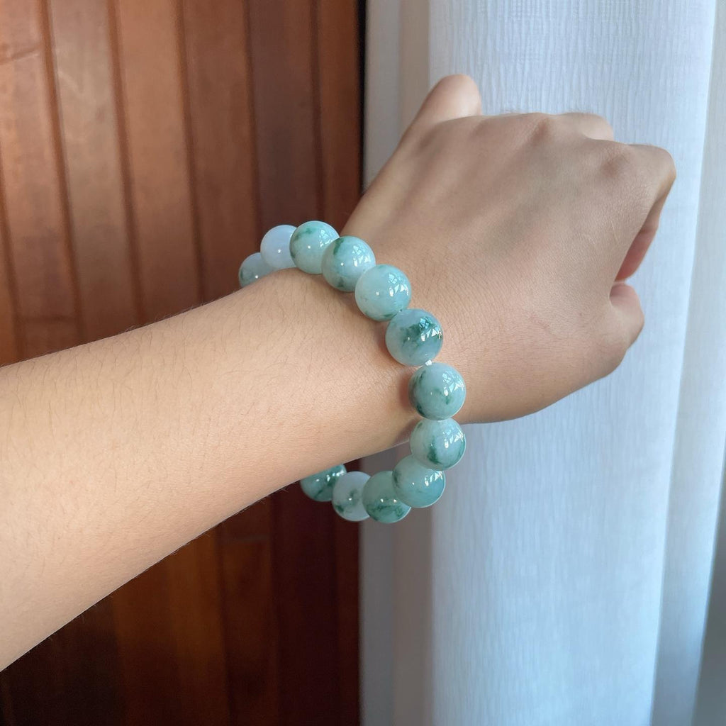 糯冰飘花翡翠珠串手串（yc266475）