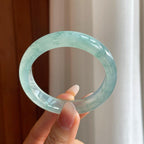 冰种飘花翡翠平安镯（53mm）（yc312334）