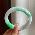 糯冰种白底青翡翠平安镯（55mm）（yc200651）