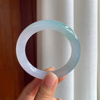 冰种春带彩翡翠圆条手镯（54mm)（yc376774）