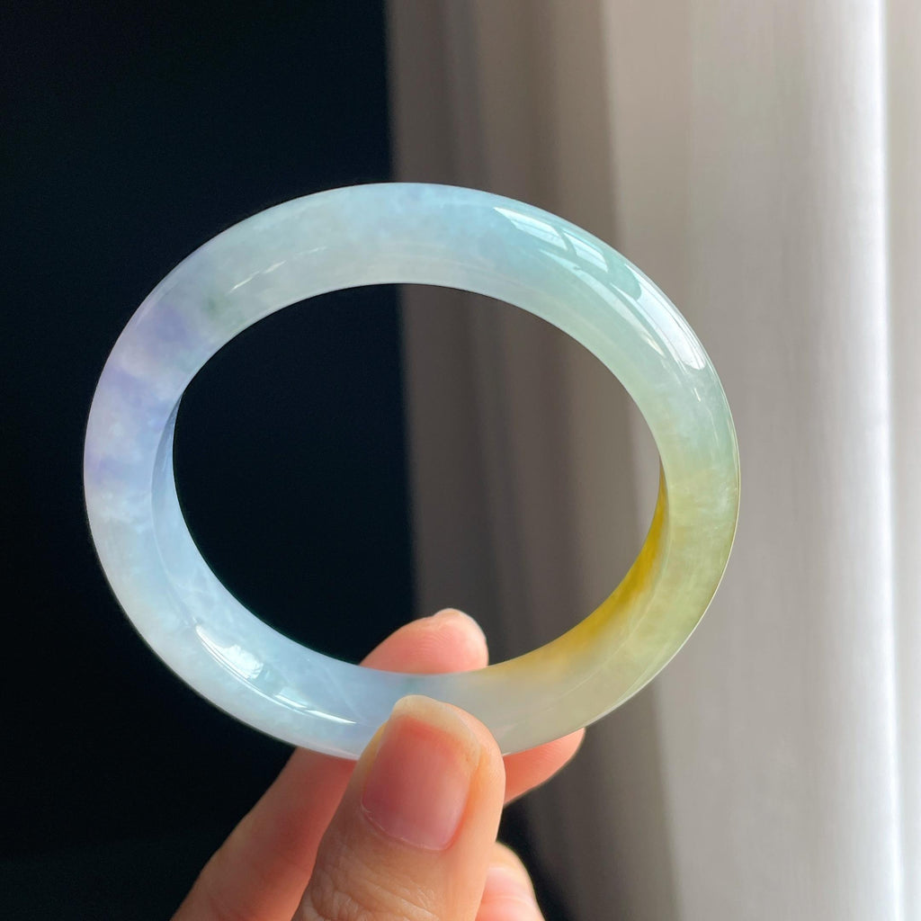 冰种黄翡特色翡翠平安镯（55mm)（yc349367）