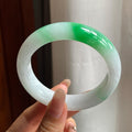 糯冰种白底青翡翠平安镯（55mm）（yc200652）