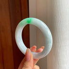 糯冰带色翡翠平安镯（54.6mm)（yc358322）
