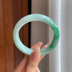 糯冰带色翡翠平安镯（57mm)（yc416135）