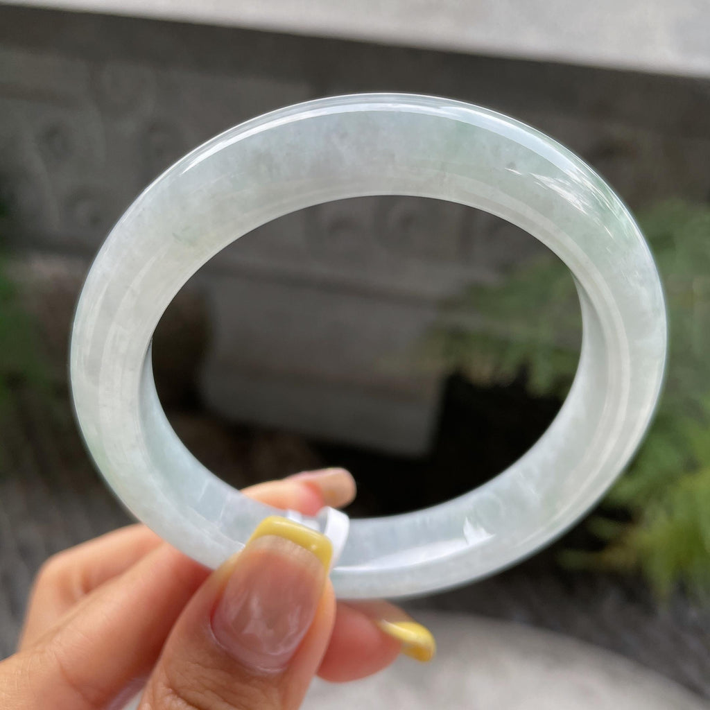 细糯种带底色正圈平安镯56.8圈       天然缅甸A货翡翠（yc387361）