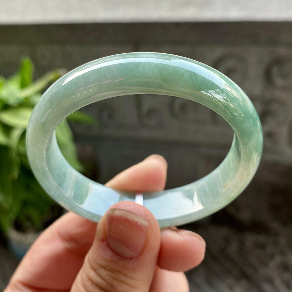 小圈口 糯种油青贵妃手镯51.5圈口 天然缅甸A货翡翠（yc313322）