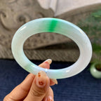 细糯种飘绿圆条手镯（56.6mm）（yc248100）