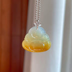 18k金扣糯冰黄翡翡翠佛公（yc269043）