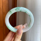 细糯冰飘花翡翠平安镯（58.7mm）（yc277417）
