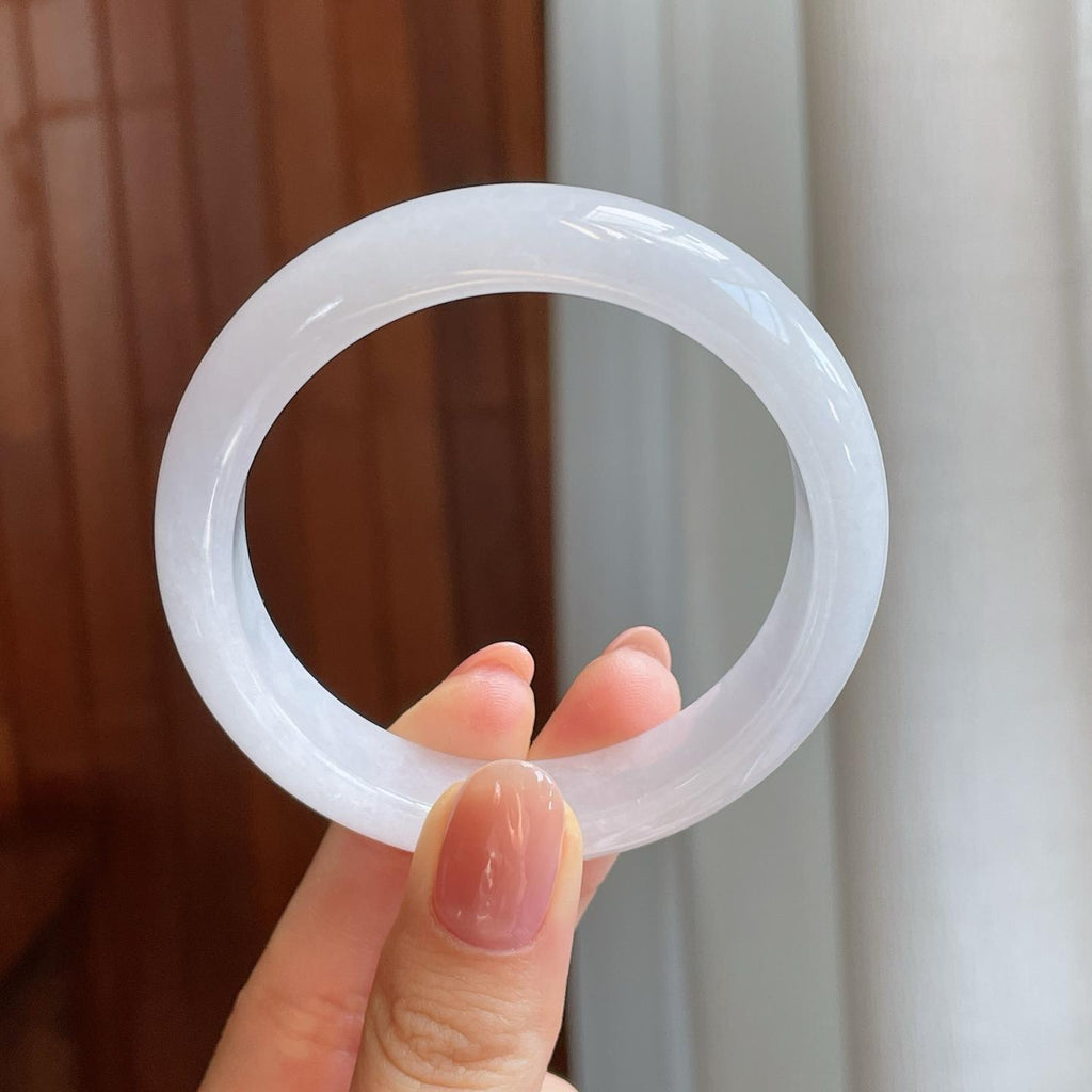 糯冰种白月光翡翠平安镯（53.2mm)（yc322609）