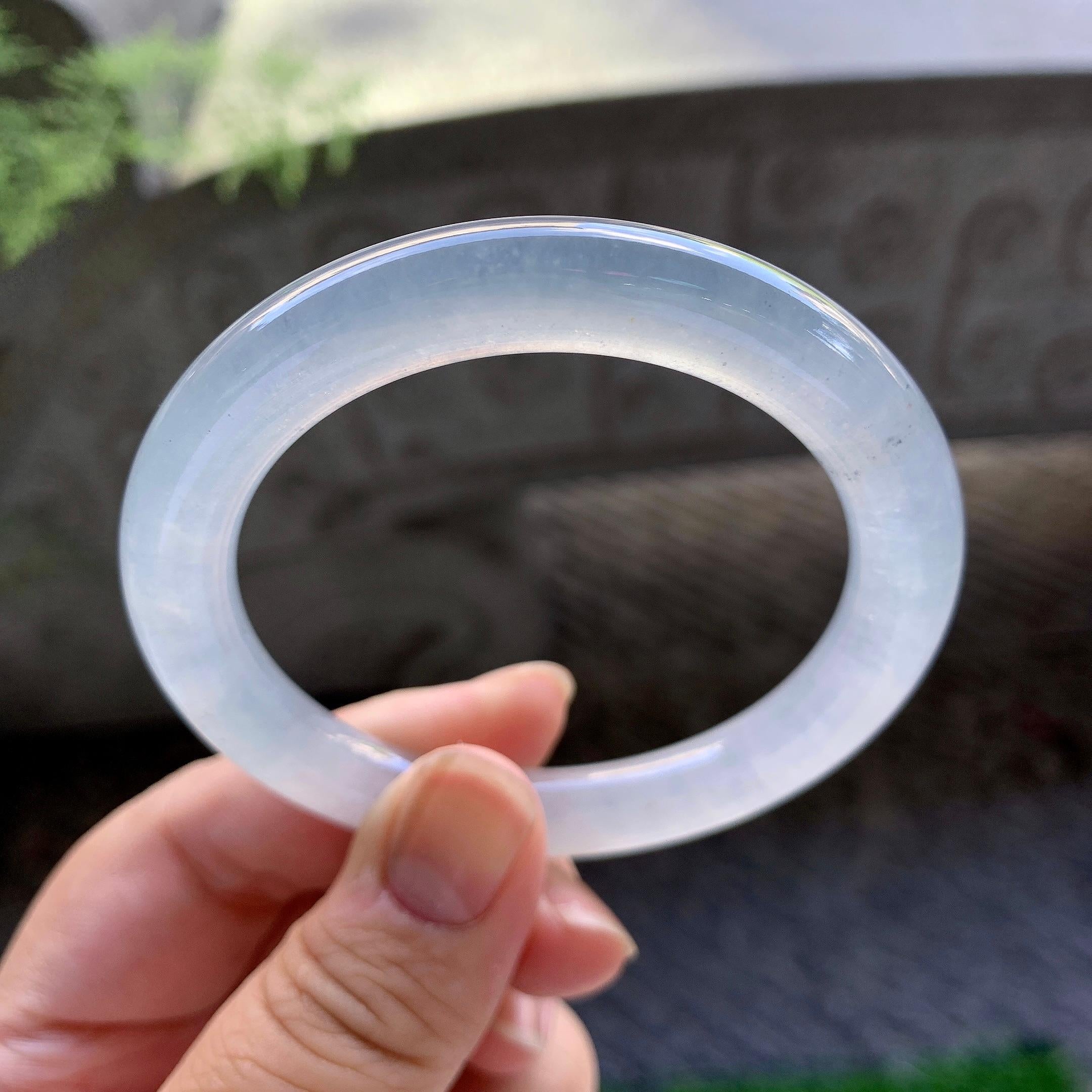 冰种无色圆条手镯（53.3mm）