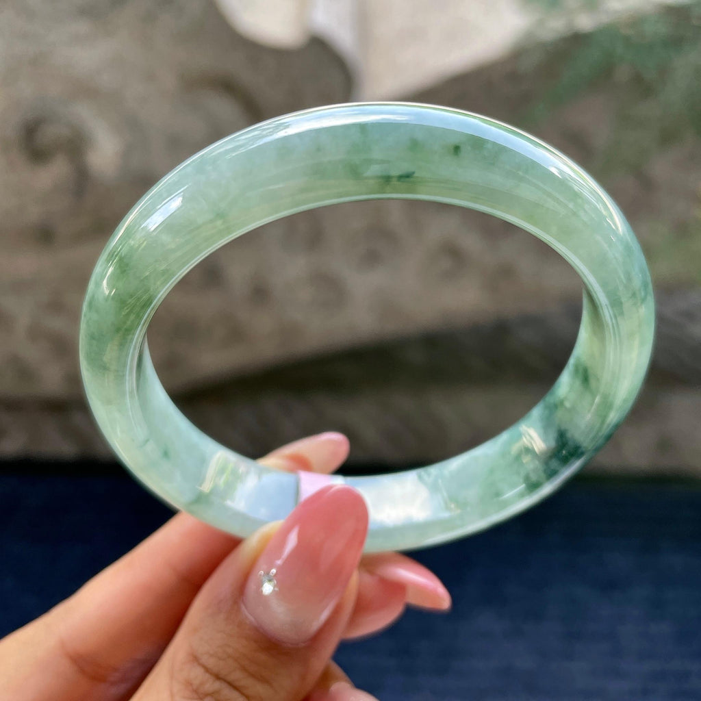 细糯种飘花正圈平安镯570.2圈      天然缅甸A货翡翠（yc426020）