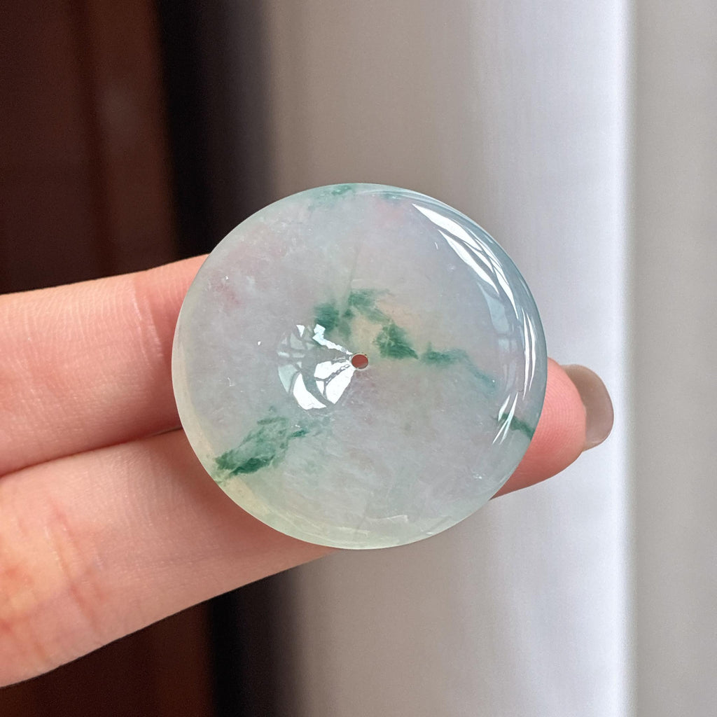 Mã não băng phù hoa bình an khóa Ngọc phỉ thúy tự nhiên Miến Điện loại A (yc450420)