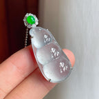 18k金镶冰玻种雪花棉翡翠豆子（yc248486）