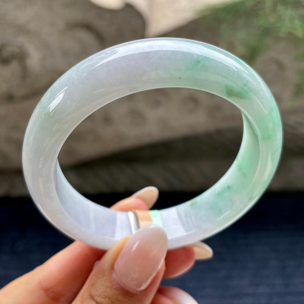 细糯种飘花正圈平安镯56.6圈        天然缅甸A货翡翠（yc405530）