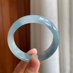 冰种蓝紫宽版翡翠平安镯（57.5mm）（yc325737）