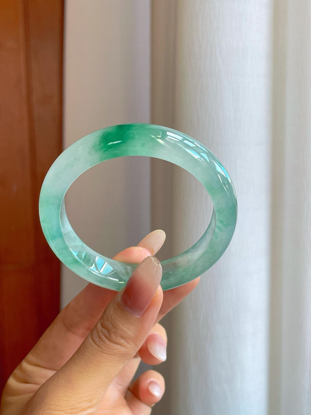 冰种晴水飘花翡翠平安镯（55.6mm）（yc268255）