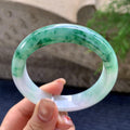 细糯种飘绿花正圈平安镯 56.8圈口 天然缅甸A货翡翠（yc352943）