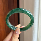 糯冰油青翡翠平安镯 59圈（yc436757）
