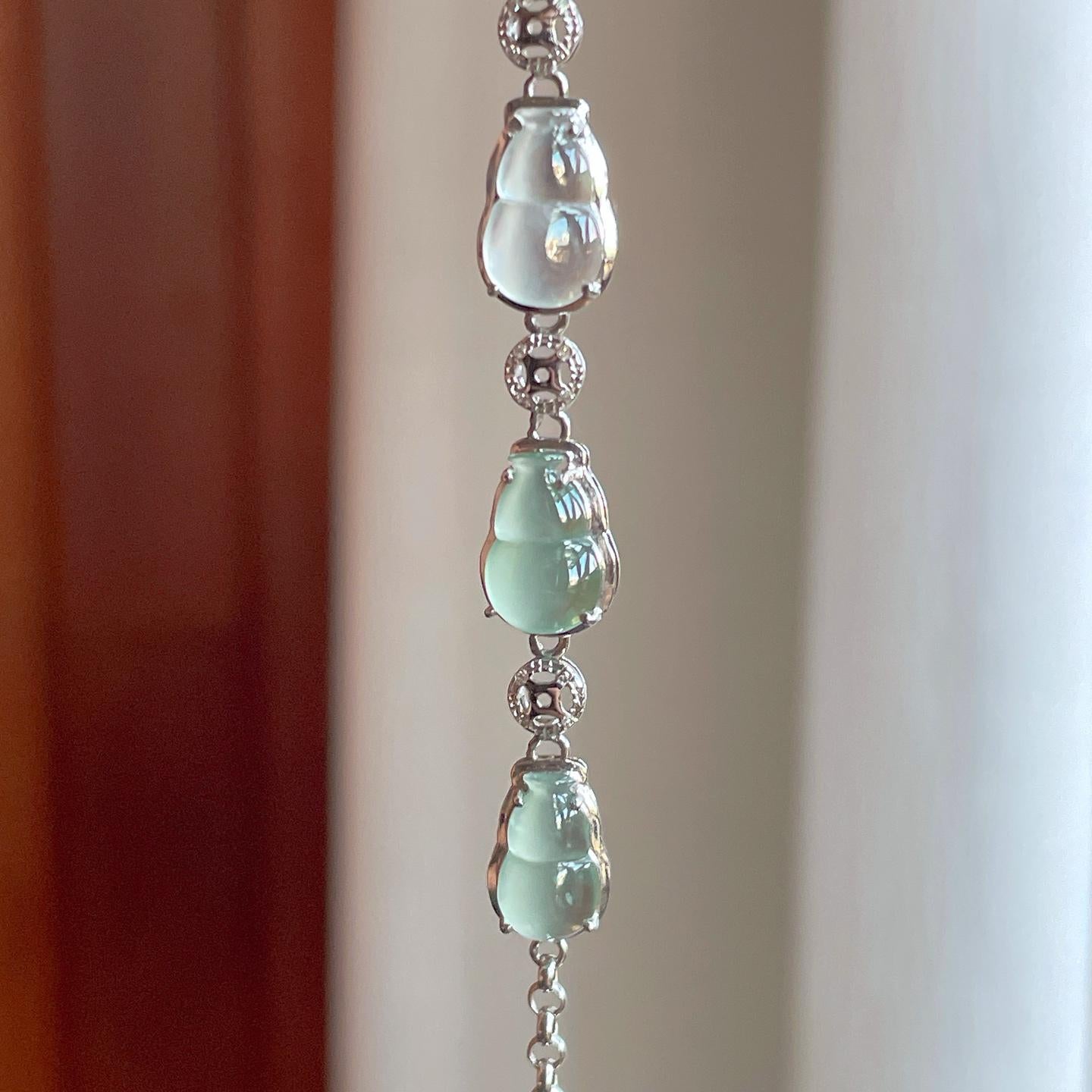 18k金镶冰种翡翠葫芦手链（yc259083）