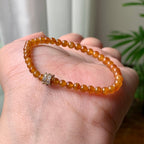 糯冰种红翡小米珠手串  天然缅甸A货翡翠（yc362135）