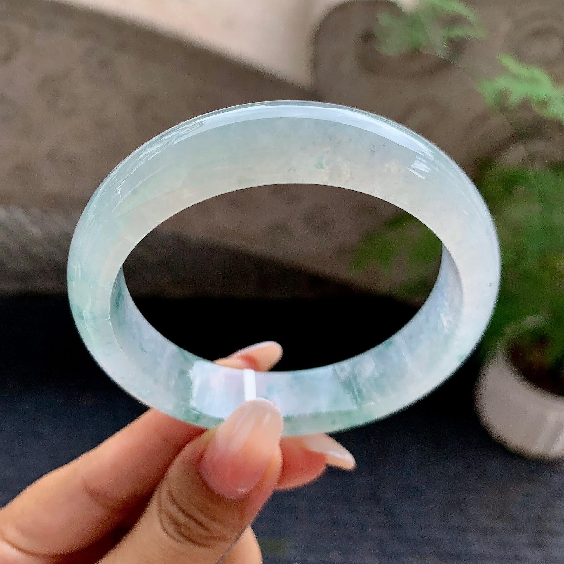 糯冰种飘花平安镯（58.6mm）（yc195930）