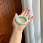 糯冰白底青翡翠平安镯（54mm）（yc318628）