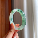 冰种飘花翡翠平安镯（56mm)（yc408464）