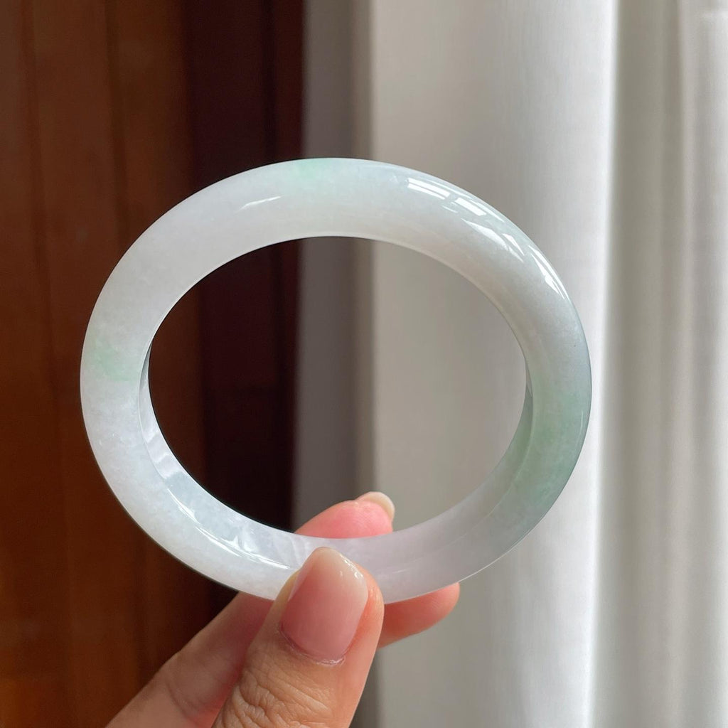 糯冰带色翡翠平安镯（58.5mm）（yc377449）