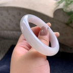 糯种淡粉底正圈平安镯  53圈口  天然缅甸A货翡翠（yc457005）