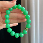 18k金糯冰满绿翡翠珠串手串（yc287968）