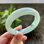 细糯种飘花正圈平安镯53.2圈口 天然缅甸A货翡翠（yc320314）
