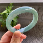 细糯种油青正圈平安镯55.5圈口 天然缅甸A货翡翠（yc332516）