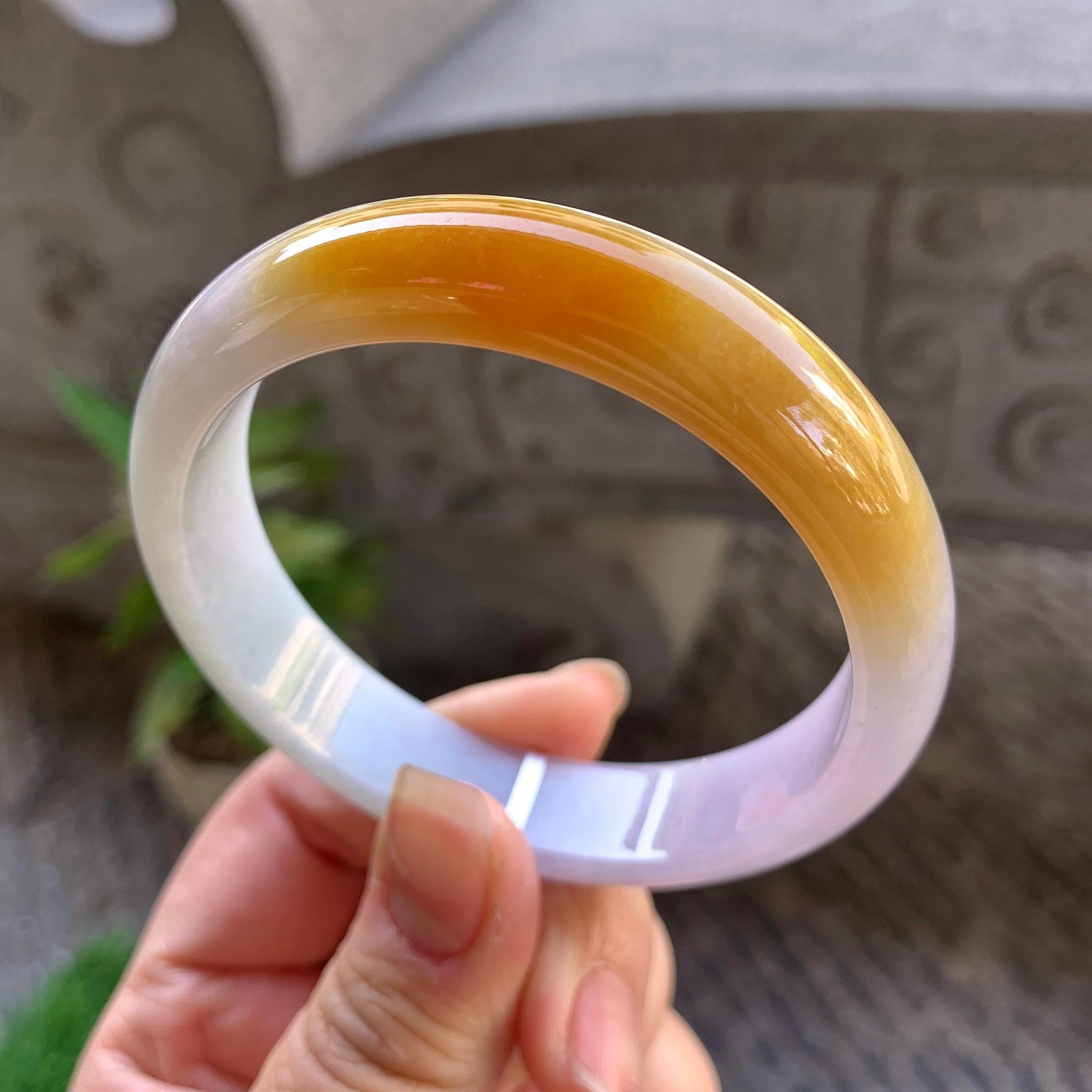 细糯种黄翡平安镯（57.7mm）（yc307302）