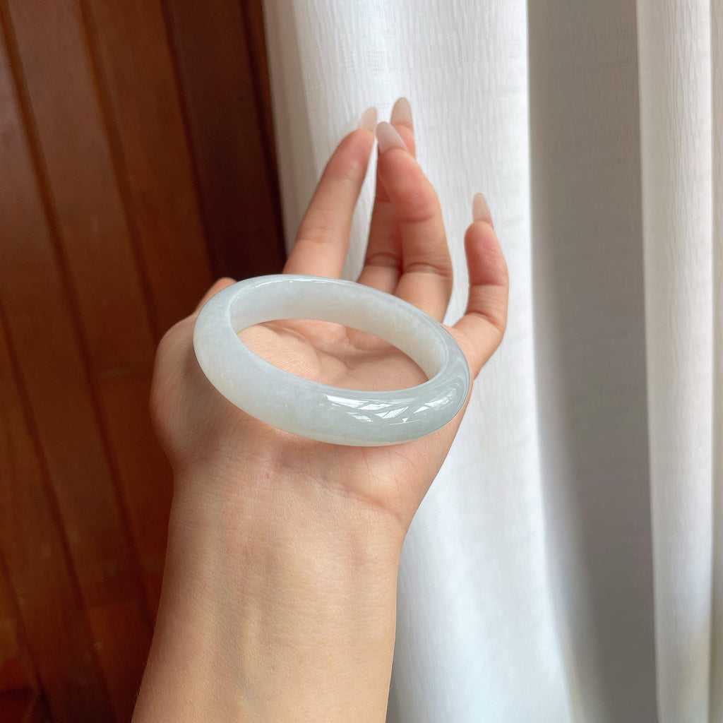 冰种无色翡翠平安镯（53mm）（yc302430）