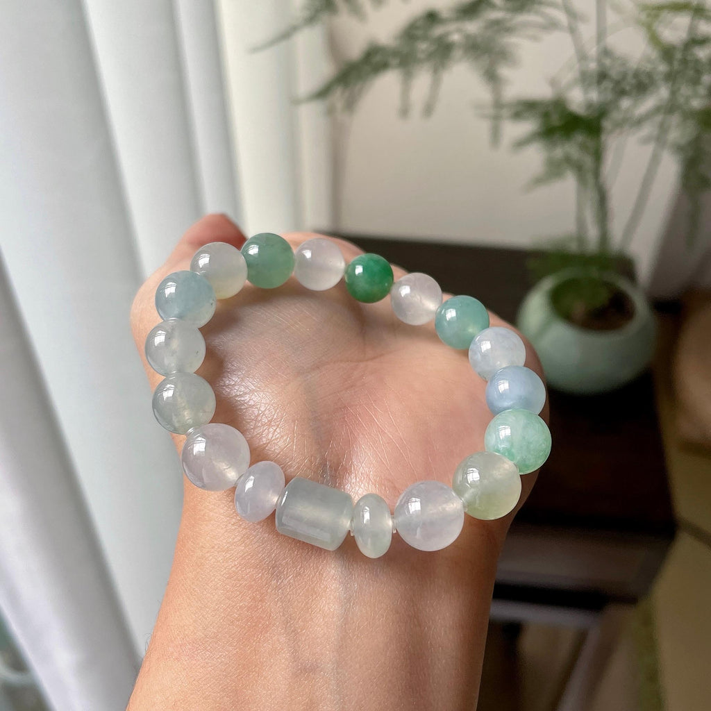 糯冰种多彩手串（yc304228）