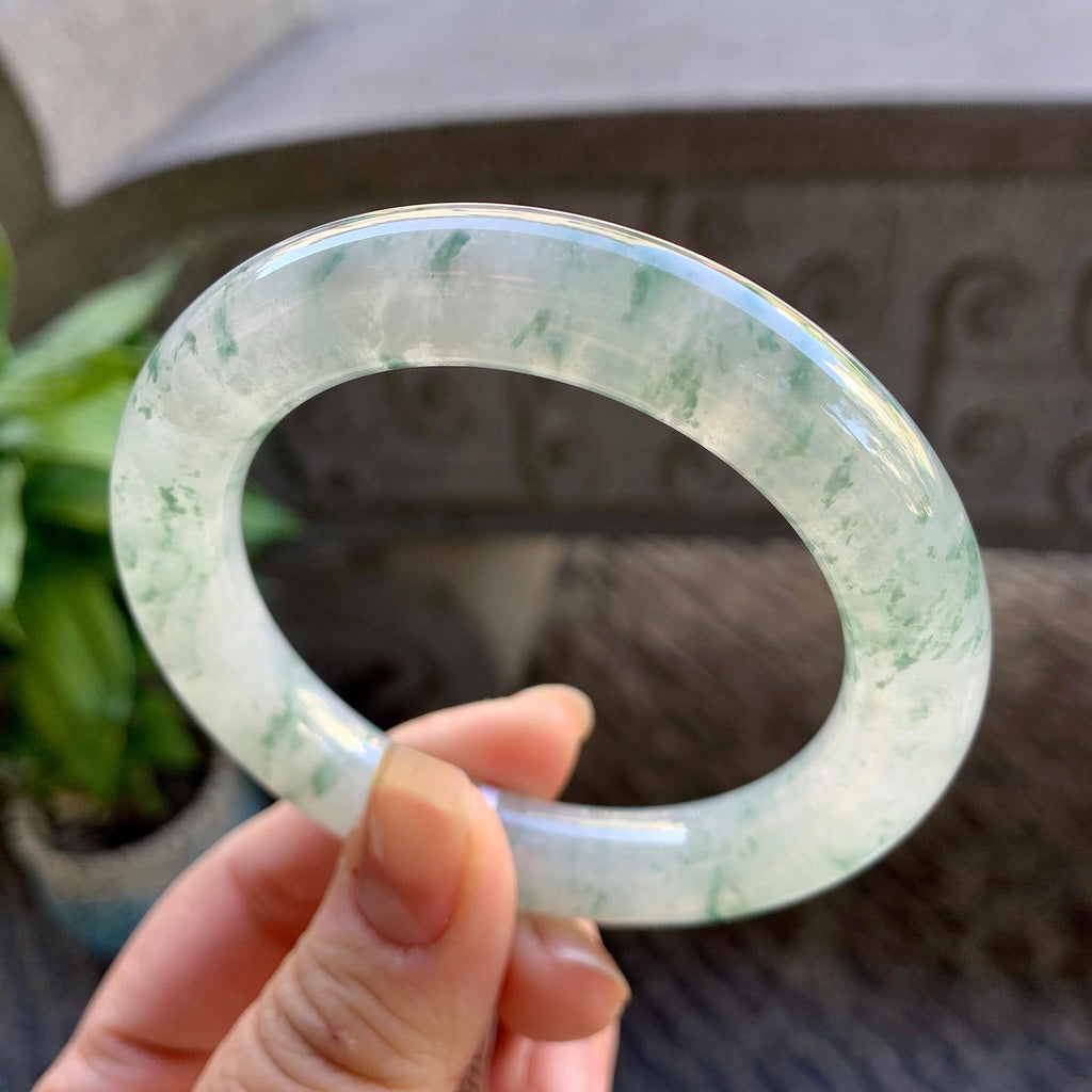 糯冰种飘花圆条手镯（54.7mm）（yc308751）