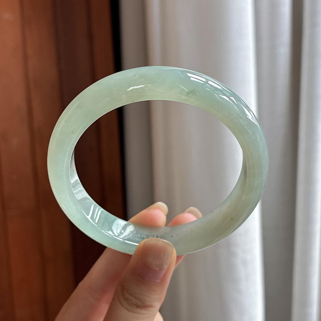 大圈口 糯冰种晴底带洒金正圈平安镯 60圈 天然缅甸A货翡翠（yc484446）