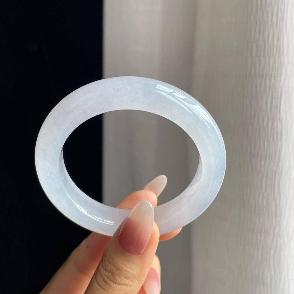 冰种淡春底翡翠平安镯（53mm）（yc293406）
