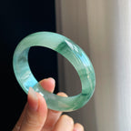 冰种宽版飘花翡翠平安镯（57.5mm）（yc323786）