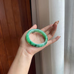 糯冰特色翡翠平安镯(58.5mm)（yc423957）