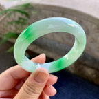 细糯种飘绿平安镯（54mm）（yc264511）