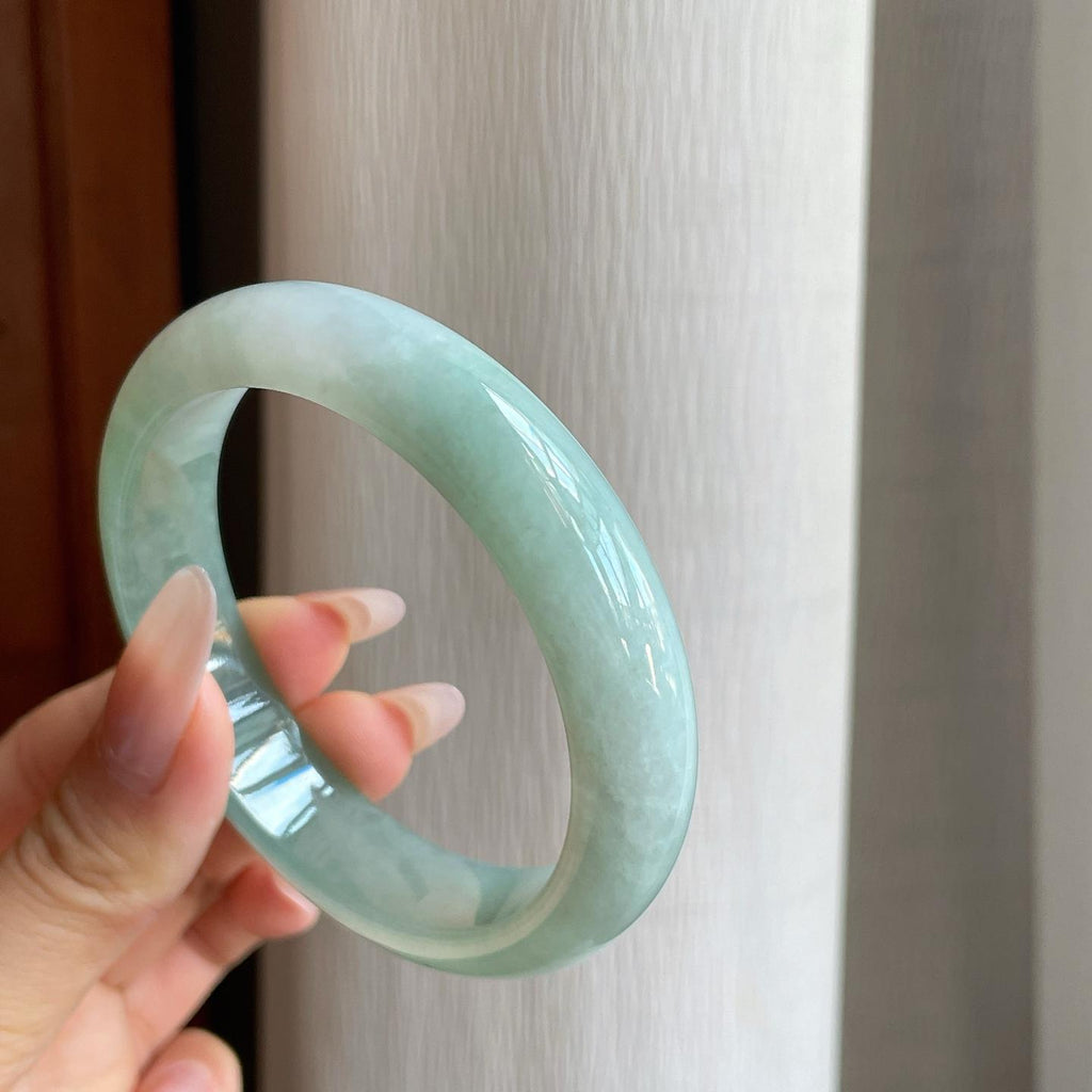 糯冰半山水翡翠平安镯（59mm）（yc282547）