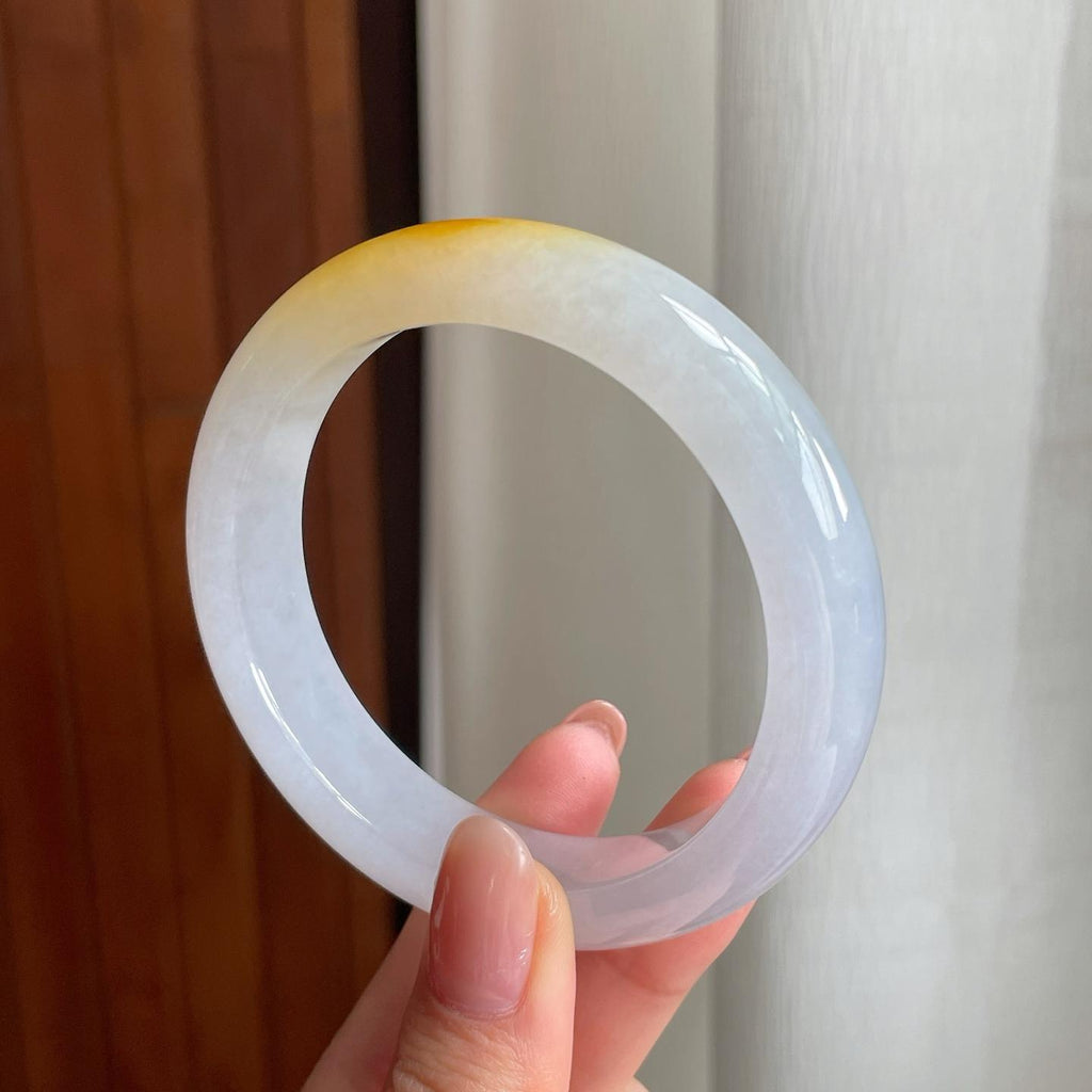 冰种黄翡翡翠平安镯（56.6mm)（yc330574）