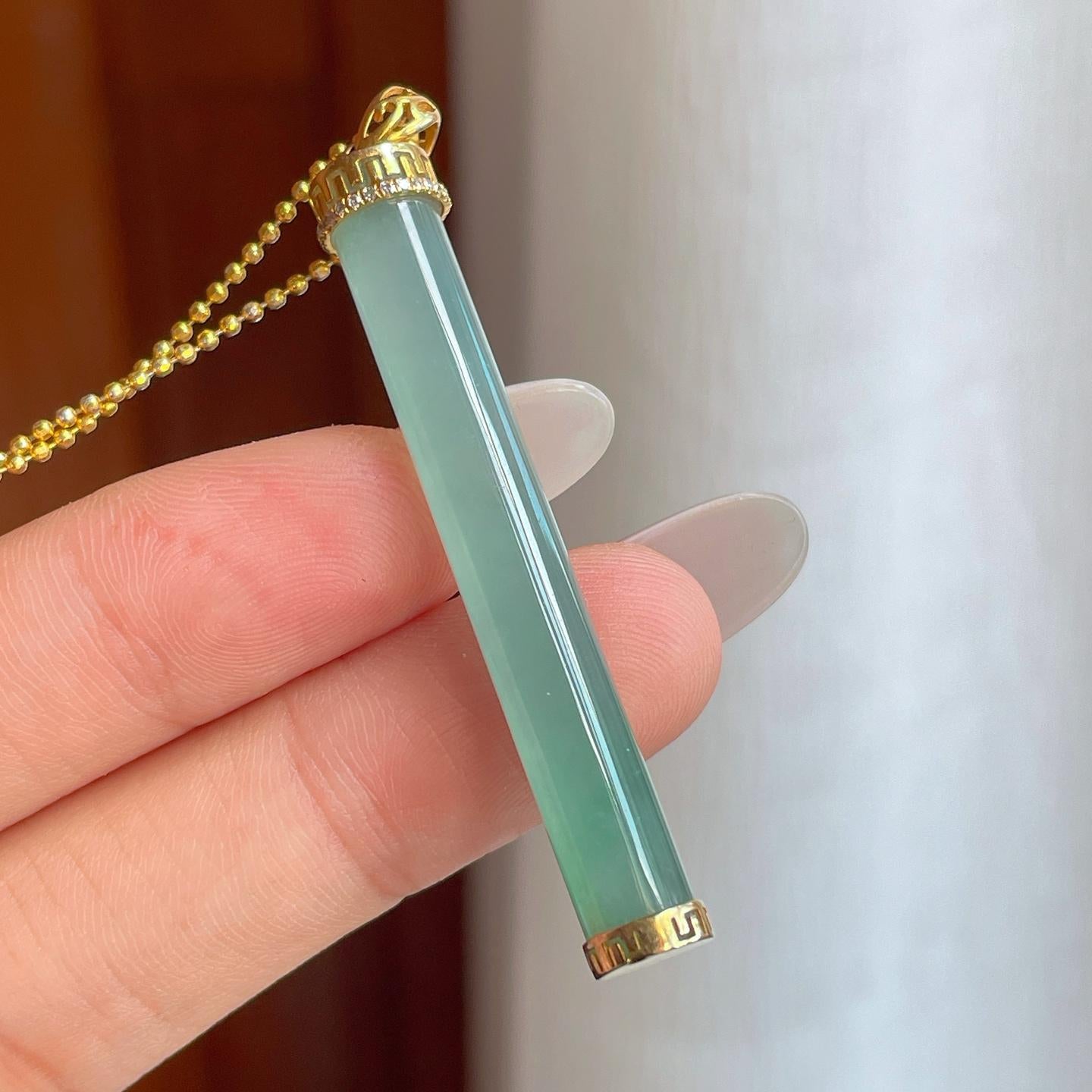 18k金镶冰种蓝晴底翡翠金箍棒（yc258407）