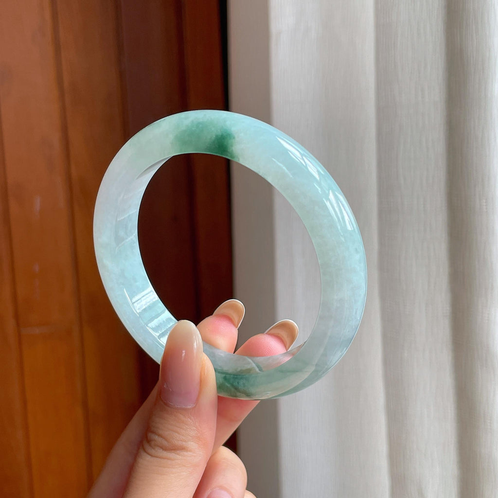 糯冰飘花翡翠平安镯（58mm)（yc414495）