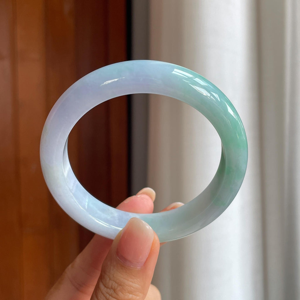 糯冰春彩翡翠平安镯(57.8mm)（yc402804）