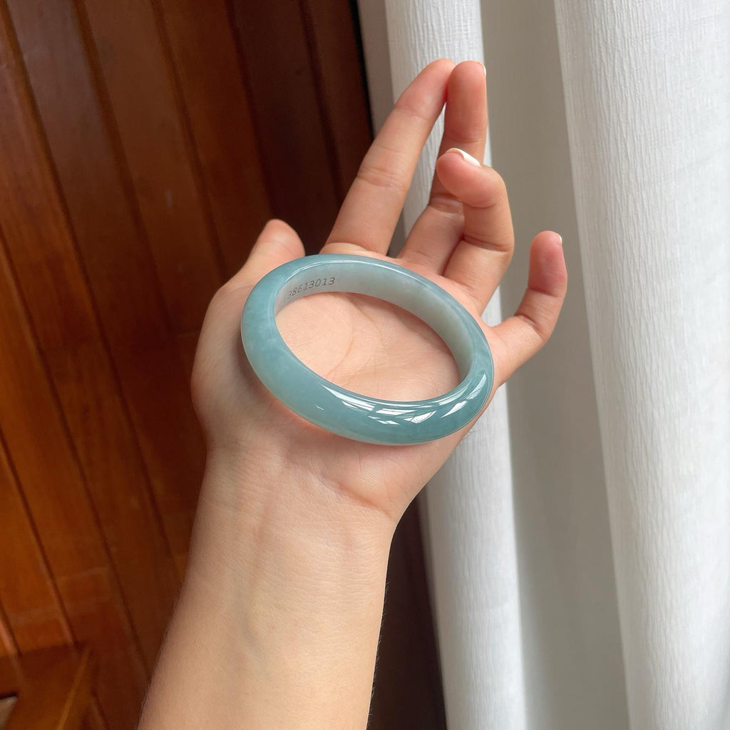 糯冰蓝底翡翠平安镯（56.6mm）（yc249160）