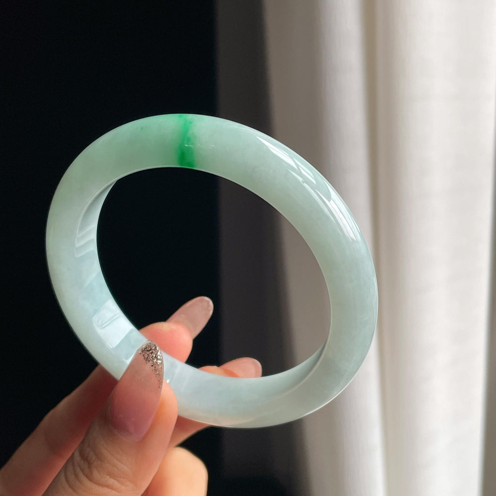 糯冰飘一抹翠色翡翠平安镯（59mm）（yc354254）