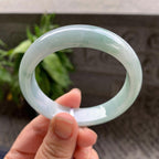 细糯种飘蓝花正圈平安镯54.4圈口 天然缅甸A货翡翠（yc332529）